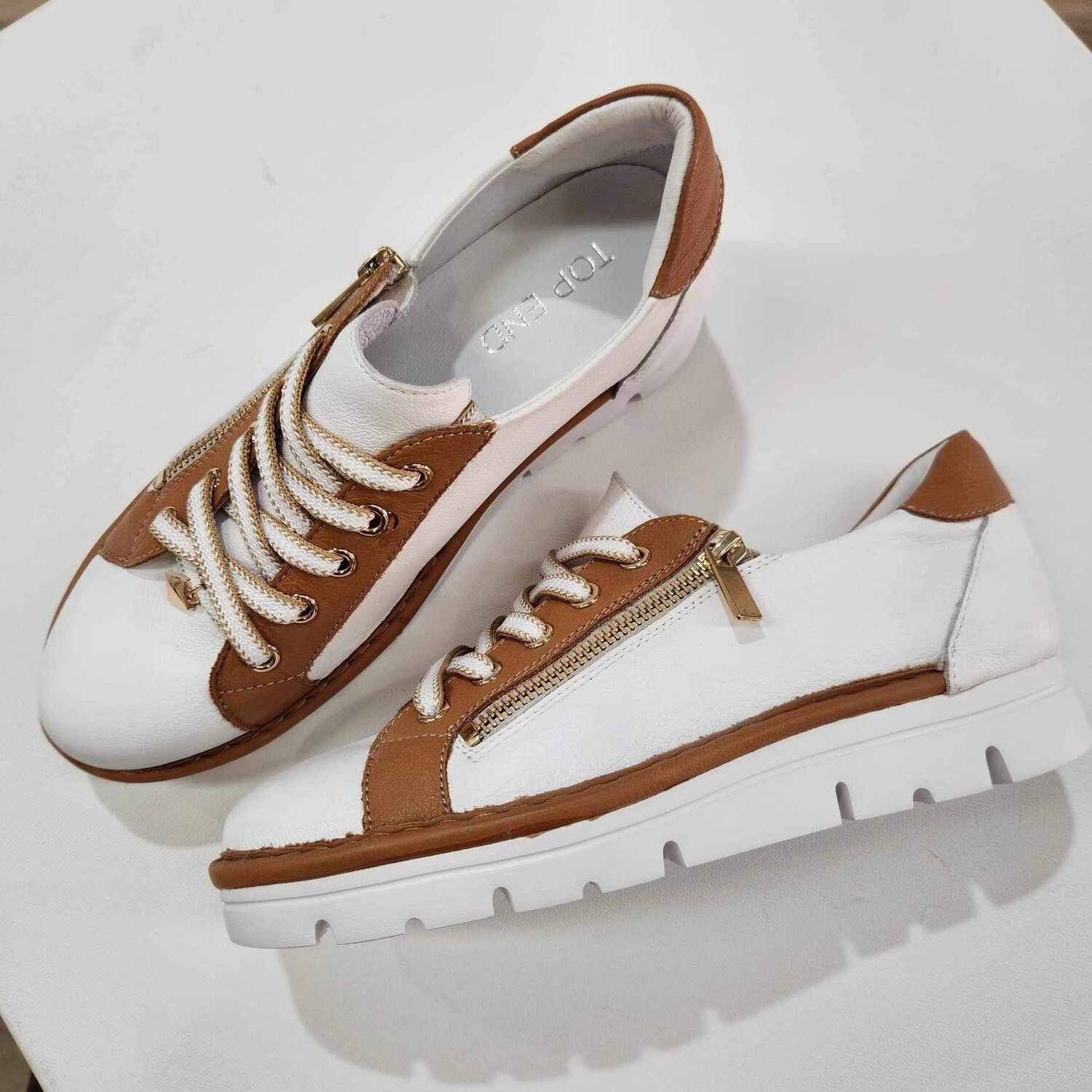 ELOS LEATHER SNEAKER - WHITE DK TAN - TOP END