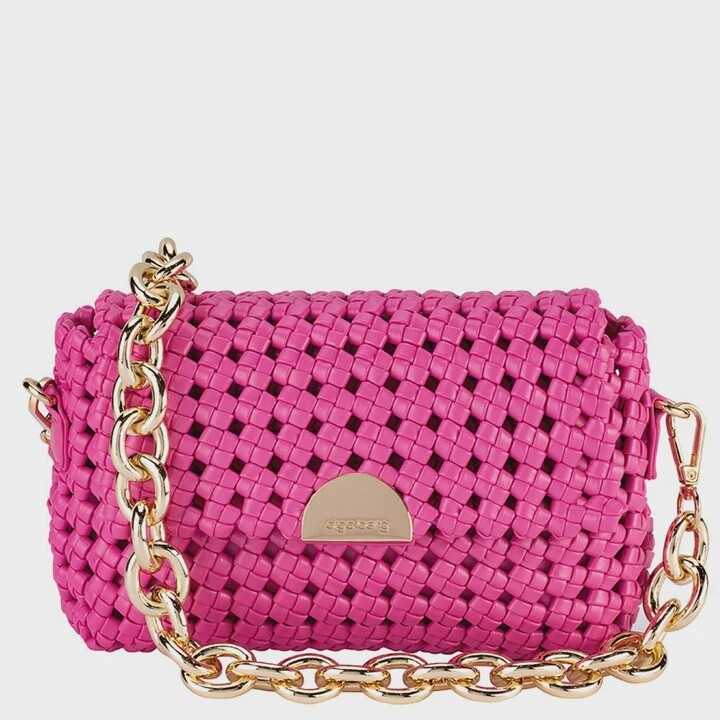 GISELLE WOVEN SHOULDER BAG - PINK - OLGA BERG