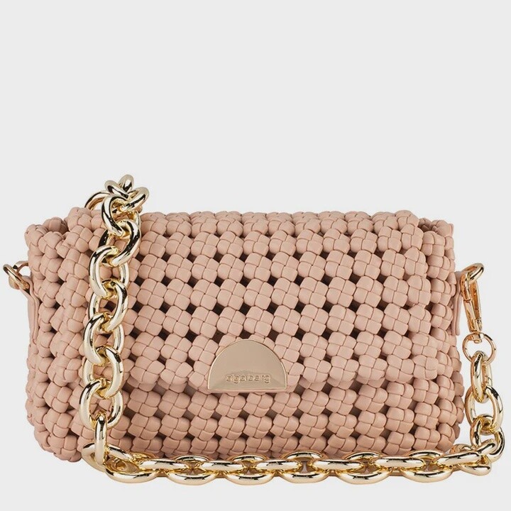 GISELLE WOVEN SHOULDER BAG - BLUSH - OLGA BERG