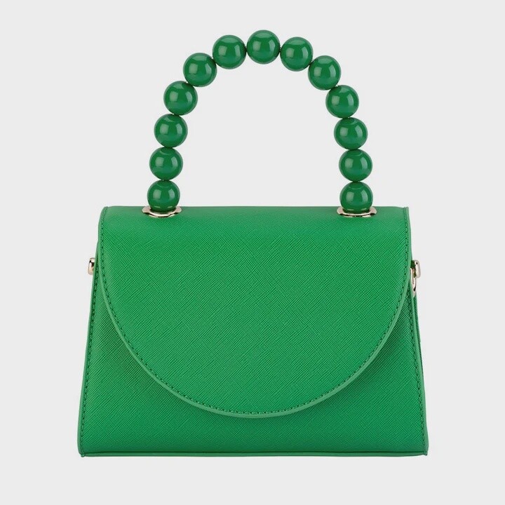 WENDY ACRLIC BEAD BAG - GREEN - OLGA BERG
