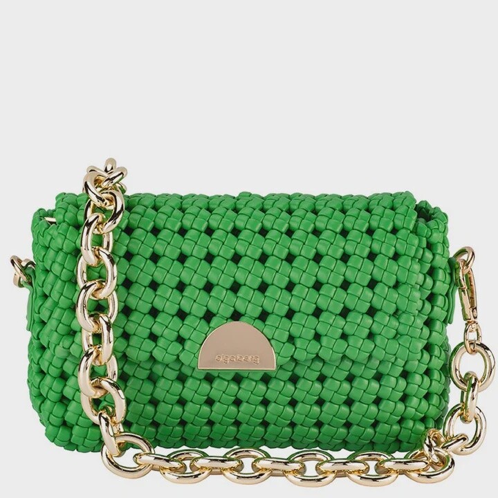 GISELLE  WOVEN SHOULDER BAG - GREEN - OLGA BERG