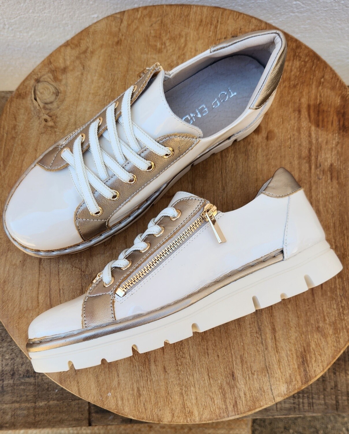 ELOS LEATHER SNEAKER - IVORY CHAMPAGNE PATENT - TOP END