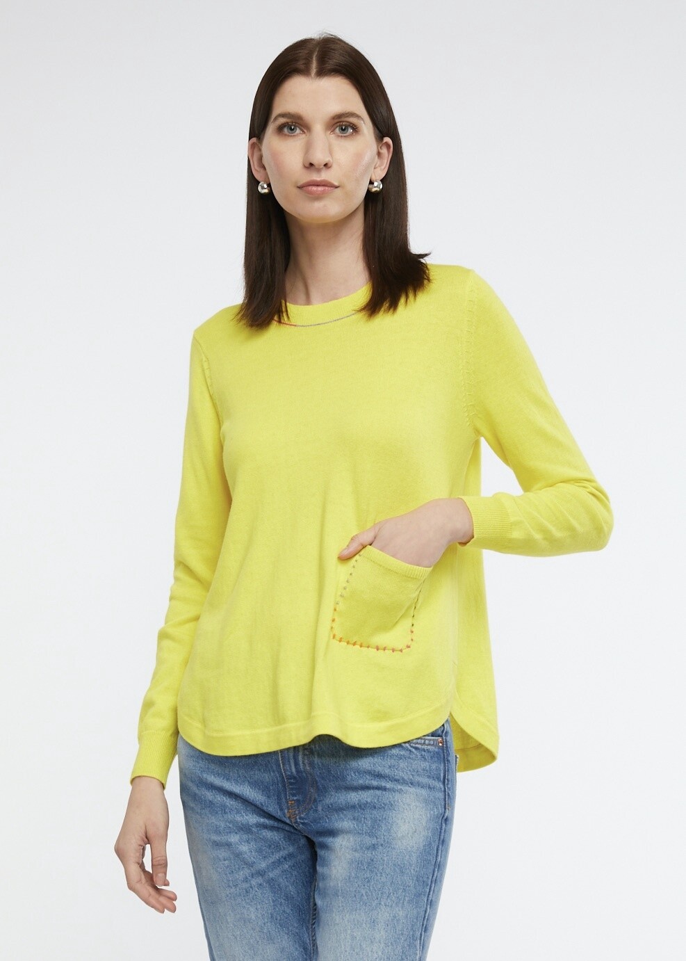 DETAIL SHIRT BOTTOM JUMPER - CITRUS