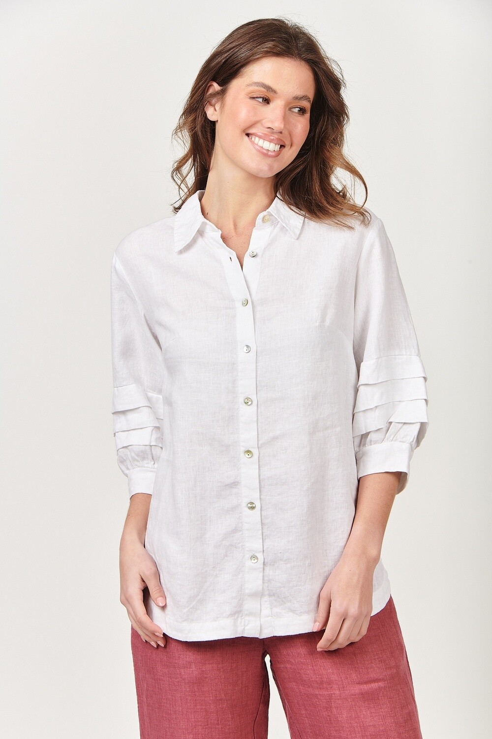 MEL LINEN TOP - WHITE