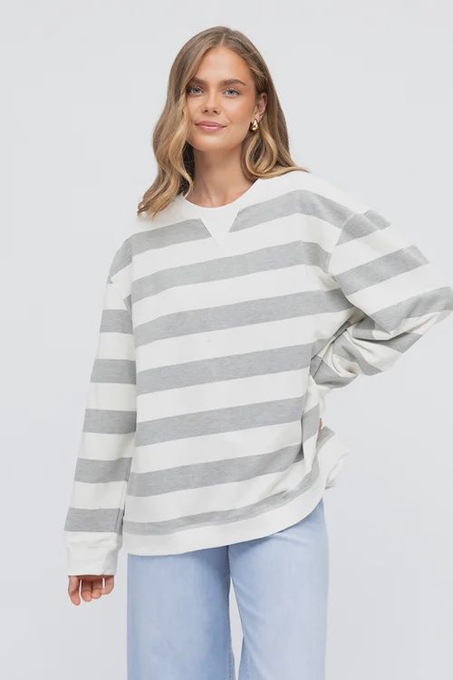 BELL STRIPE SWEAT - GREY