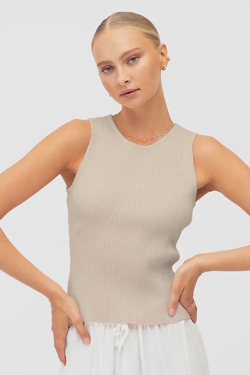 ELLIE KNIT TANK - OATMEAL