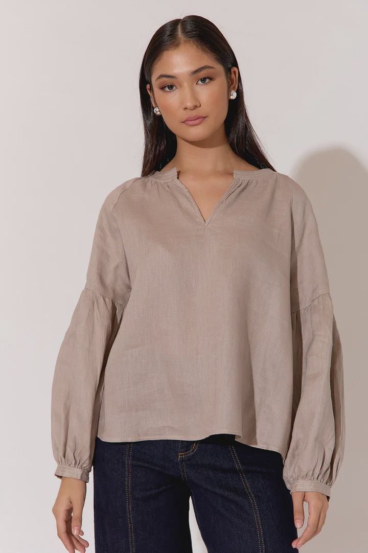 TRISTAN LINEN TOP - MOCHA
