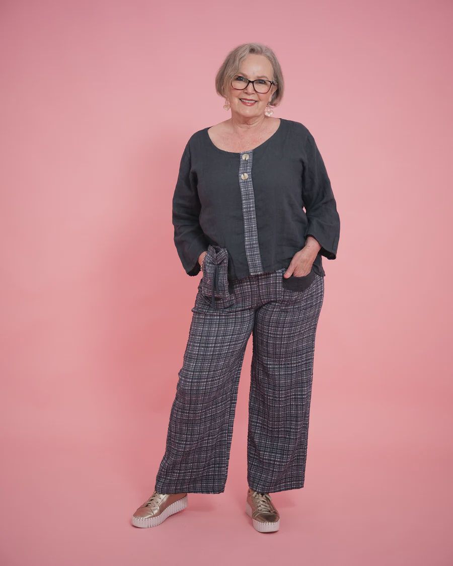 LORETTA TWEED PANTS - GREY