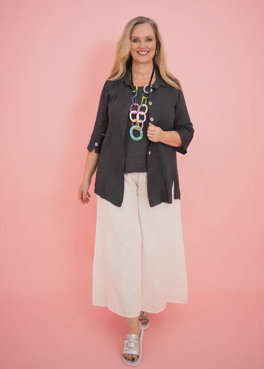 KIM LINEN SHIRT - GREY