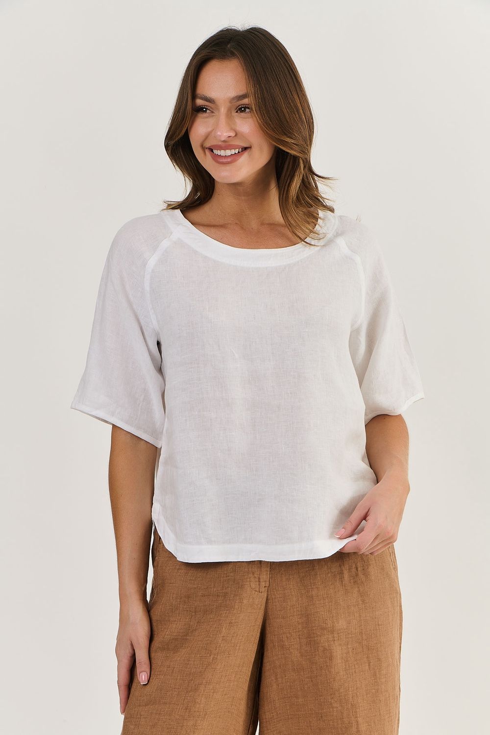 TILLY LINEN TOP - WHT