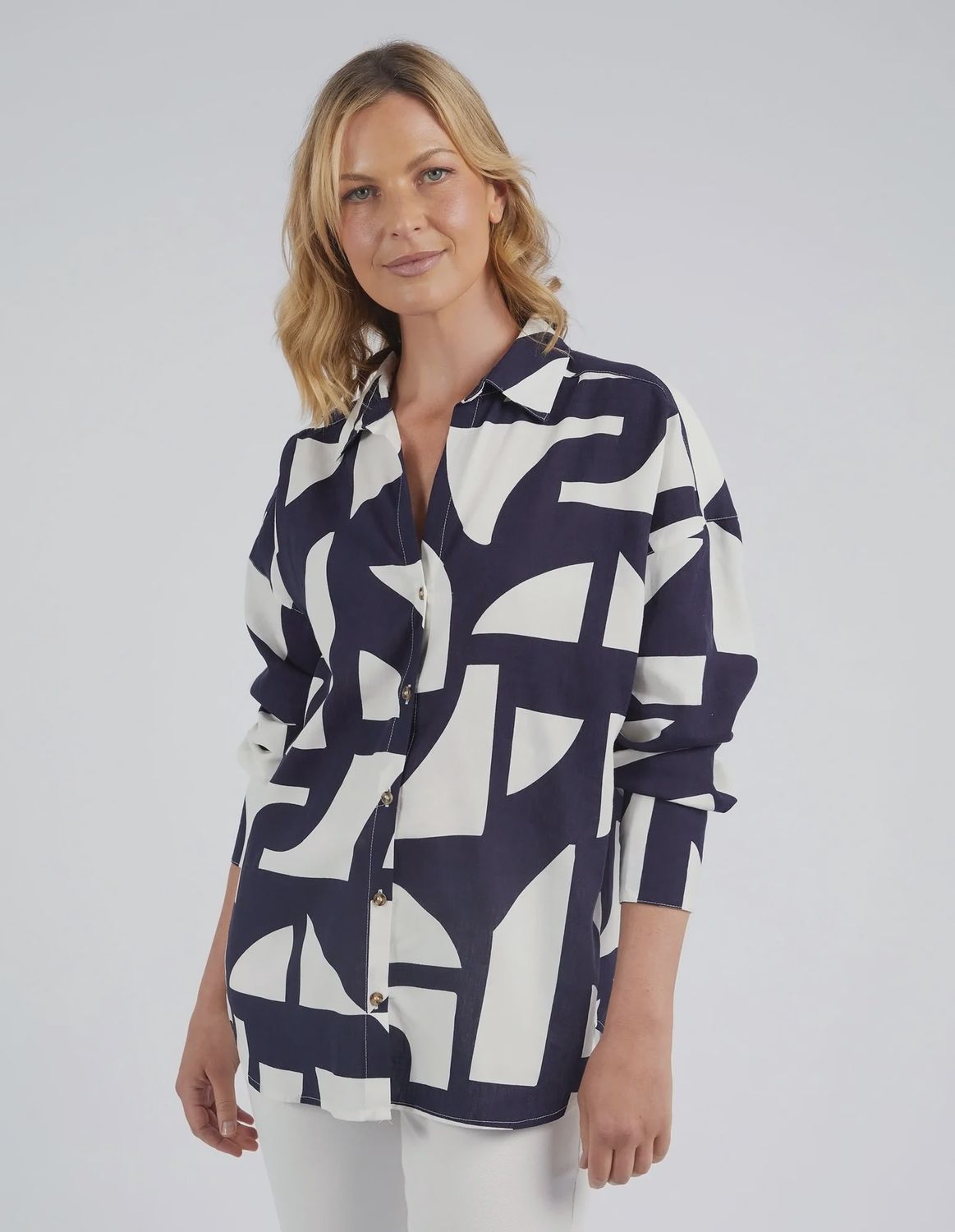 DALI ABSTRACT SHIRT - MIDNIGHT NAVY