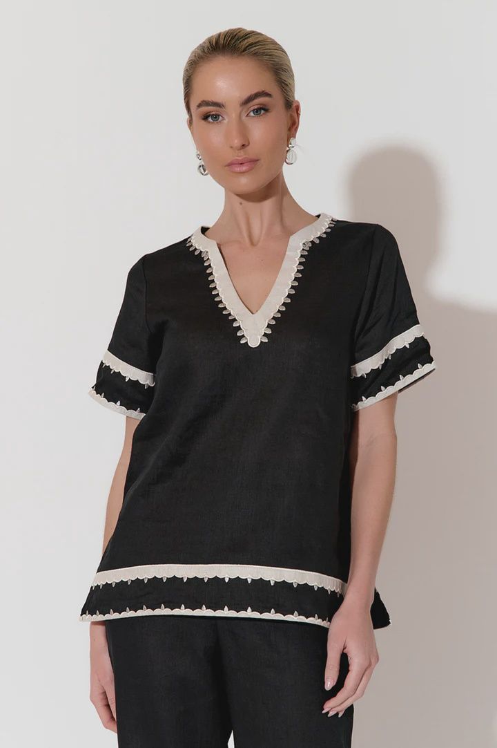 ARCHER LINEN TOP - APPLEQUE