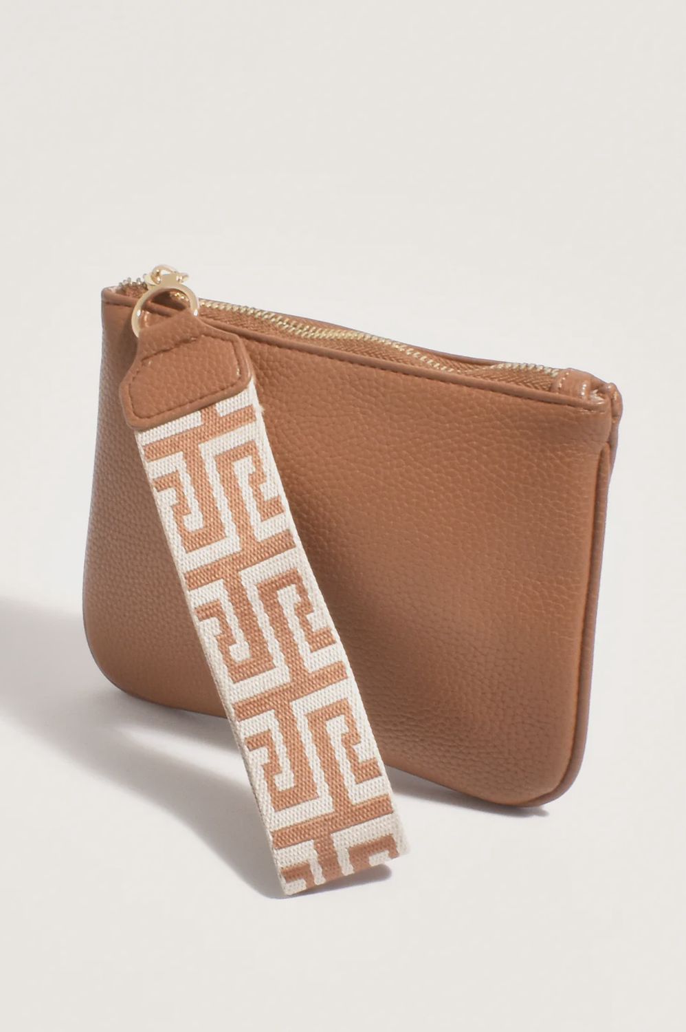 LEILA GEO WEBBING POUCH - TAN