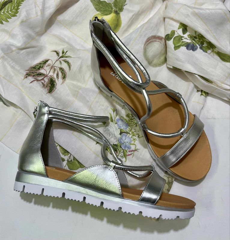CEDUNA LEATHER SANDALS - SILVER MILED