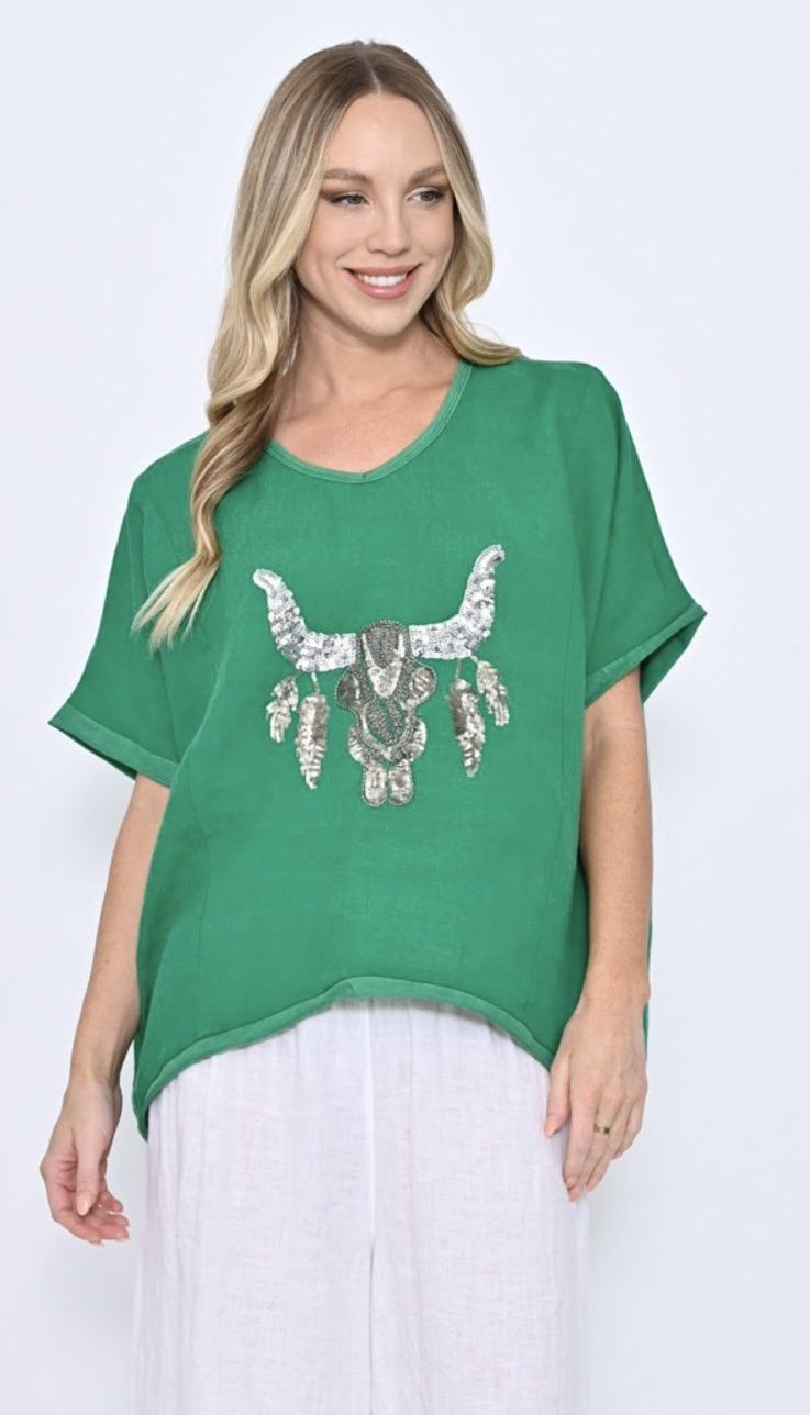 SEQ TEE TOP - GRN