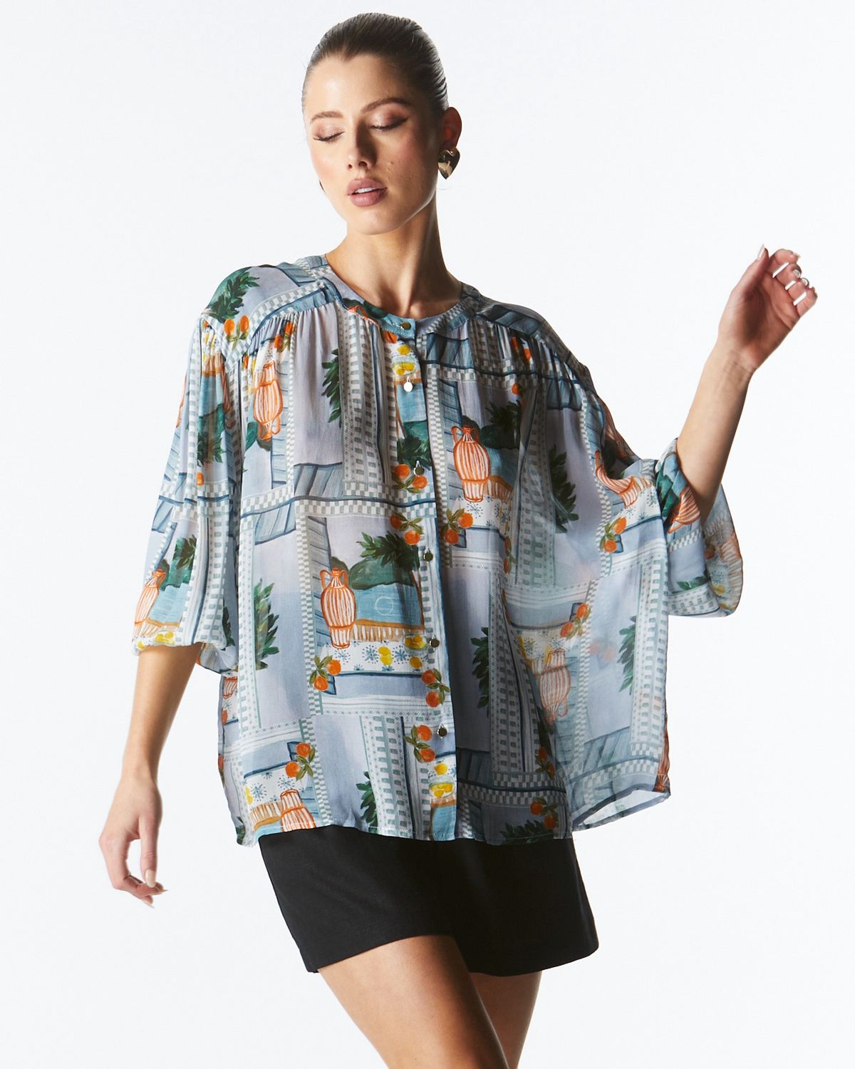 TERRACE BLOUSE - POSTCARD PRINT
