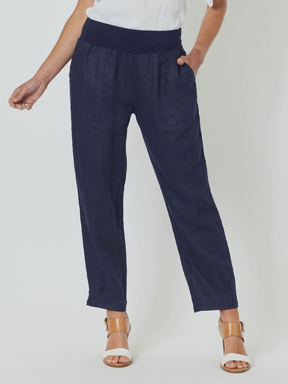 SARAH LINEN PANT - NAVY