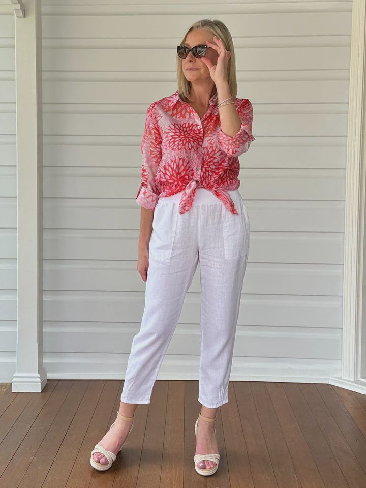 SARAH LINEN PANT - WHITE