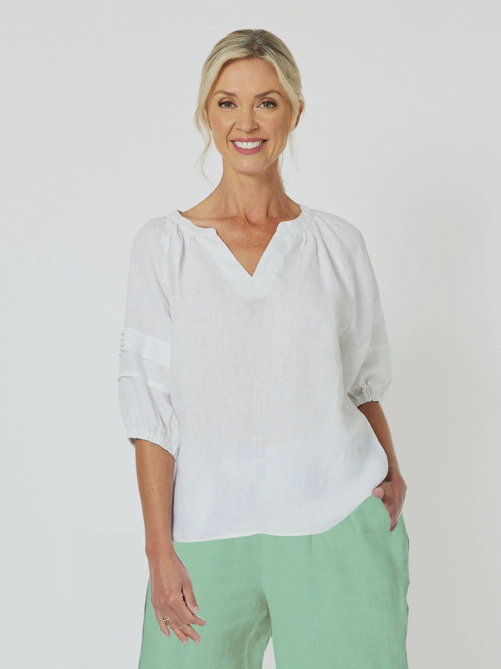 DIANA SLEEVE TOP - WHITE