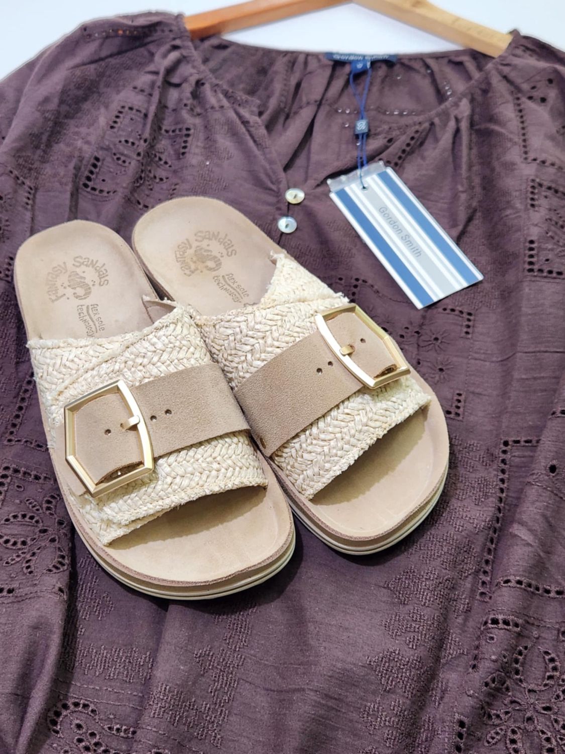 KORINA LEATHER SLIDES - VANILLA RAFFIA