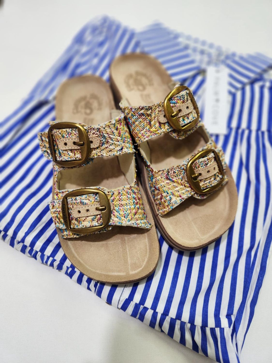 DESPOINA LEATHER SLIDES  - MULTI ETHINK