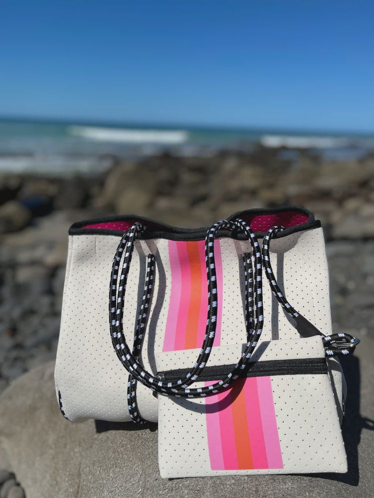 NEO TOTE 2 PIECE SET - WHITE STRIPE
