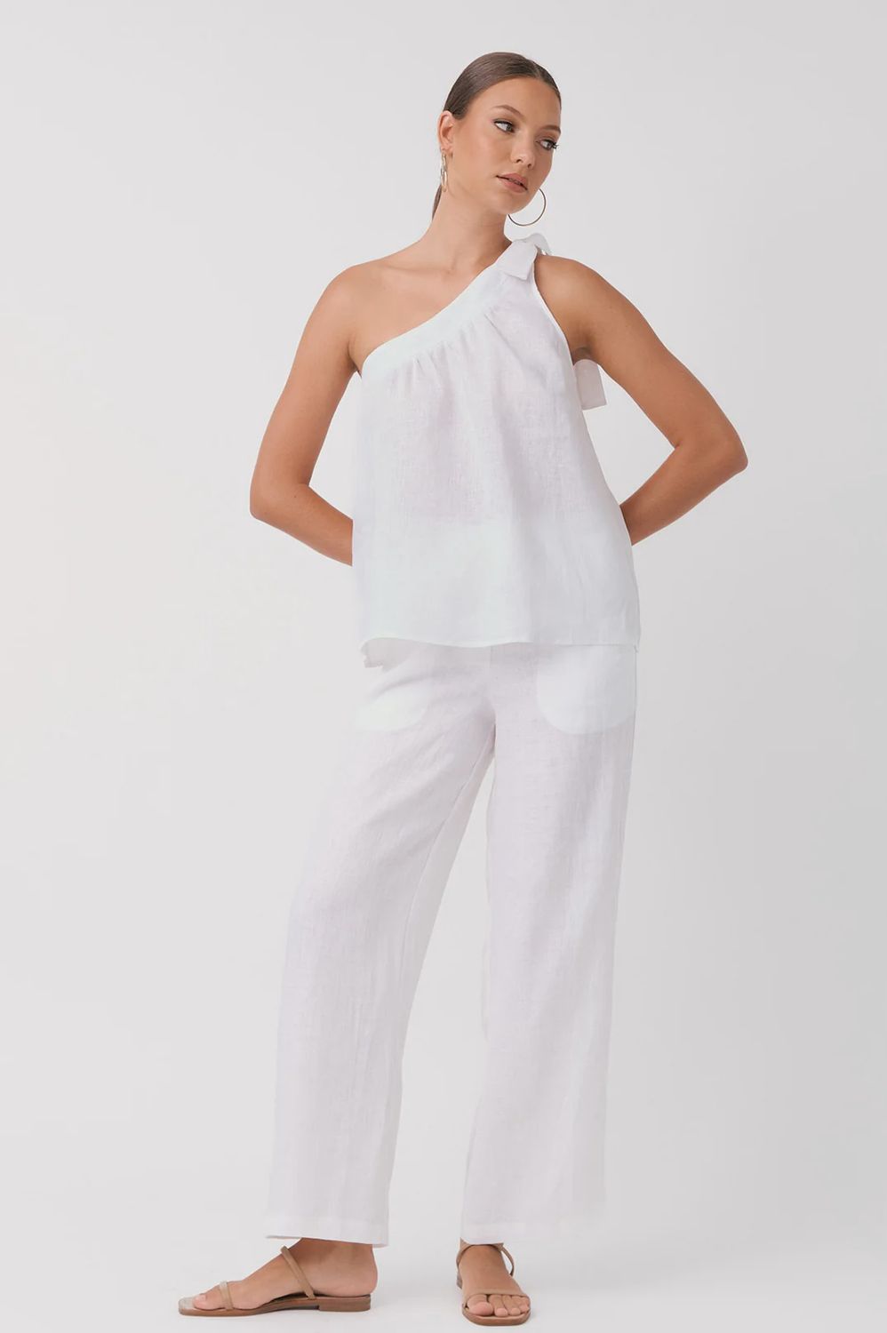 FRIDA LINEN TOP - WHITE