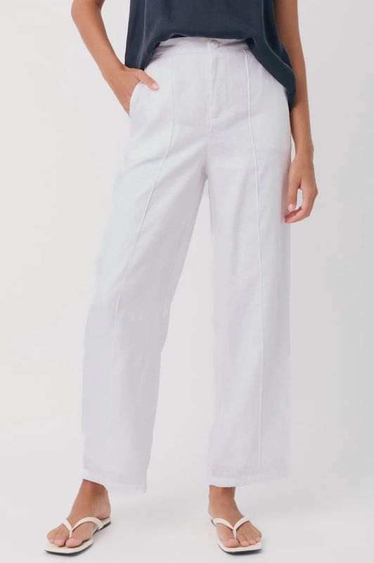 ALESSIA LINED LINEN PANT - WHITE