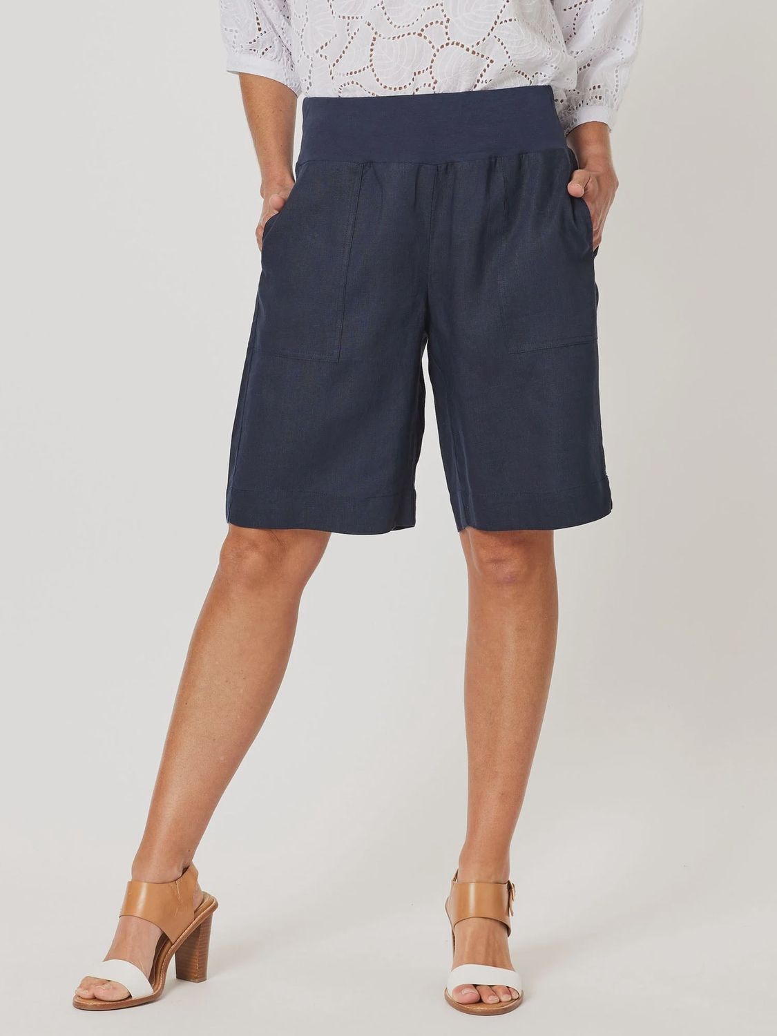 JERSEY LINEN SHORT - NAVY