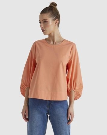 JEWEL SLEEVE TOP - SALMON