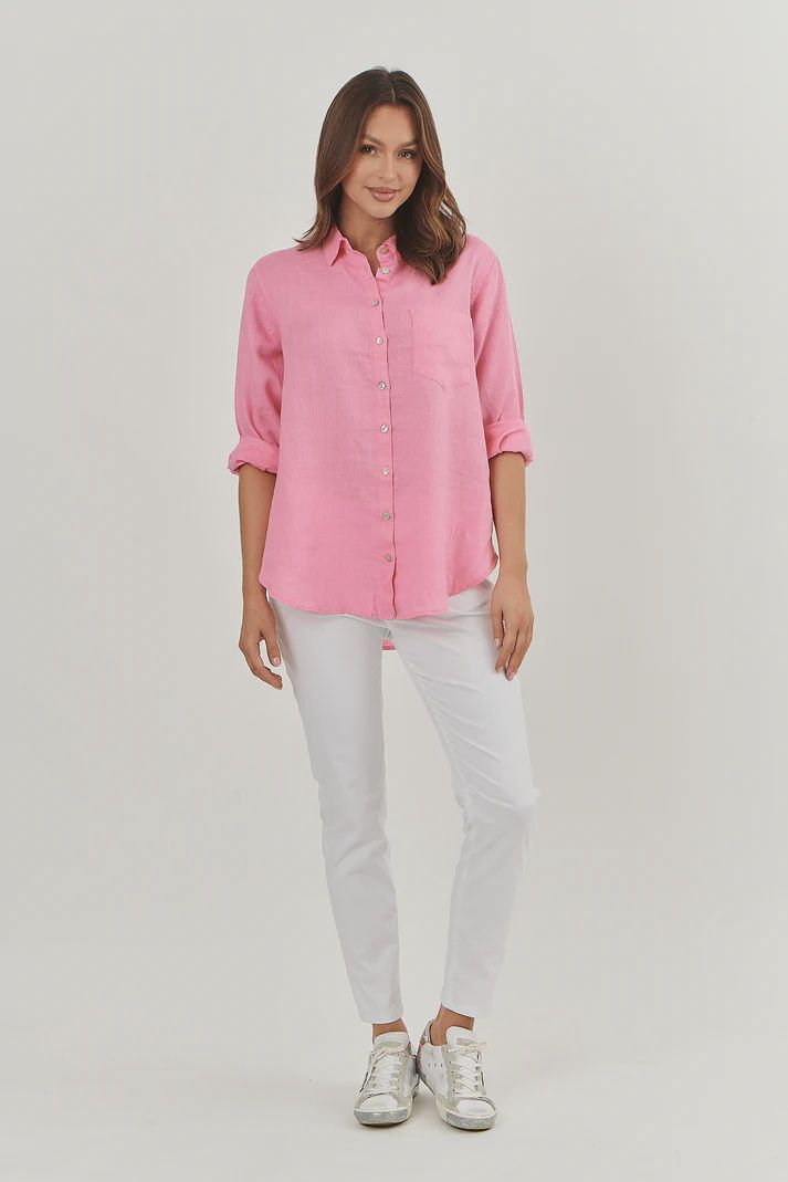 ROSE LONGSLEEVE LINEN SHIRT - PINK