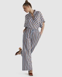 GROUNDED LONG PANT - BLUE/TOBACCO STRIPE
