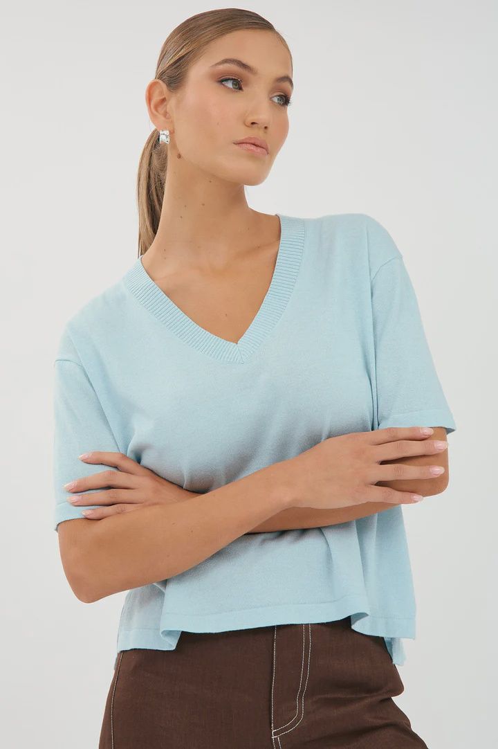 LANEY SHORT SLEEVE KNIT - BLUE