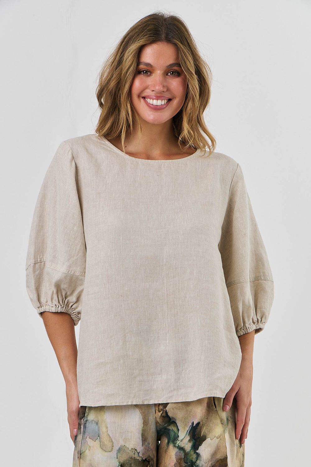 SANDI SLEEVE TOP - NATURAL