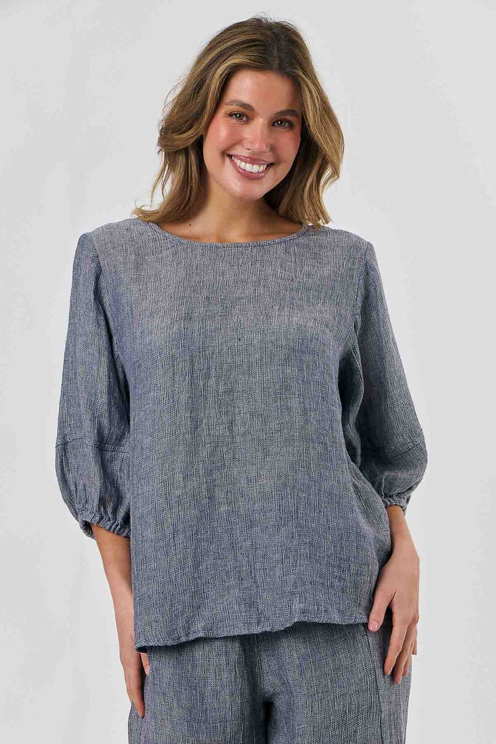 EMMA SLEEVE TOP - DENIM