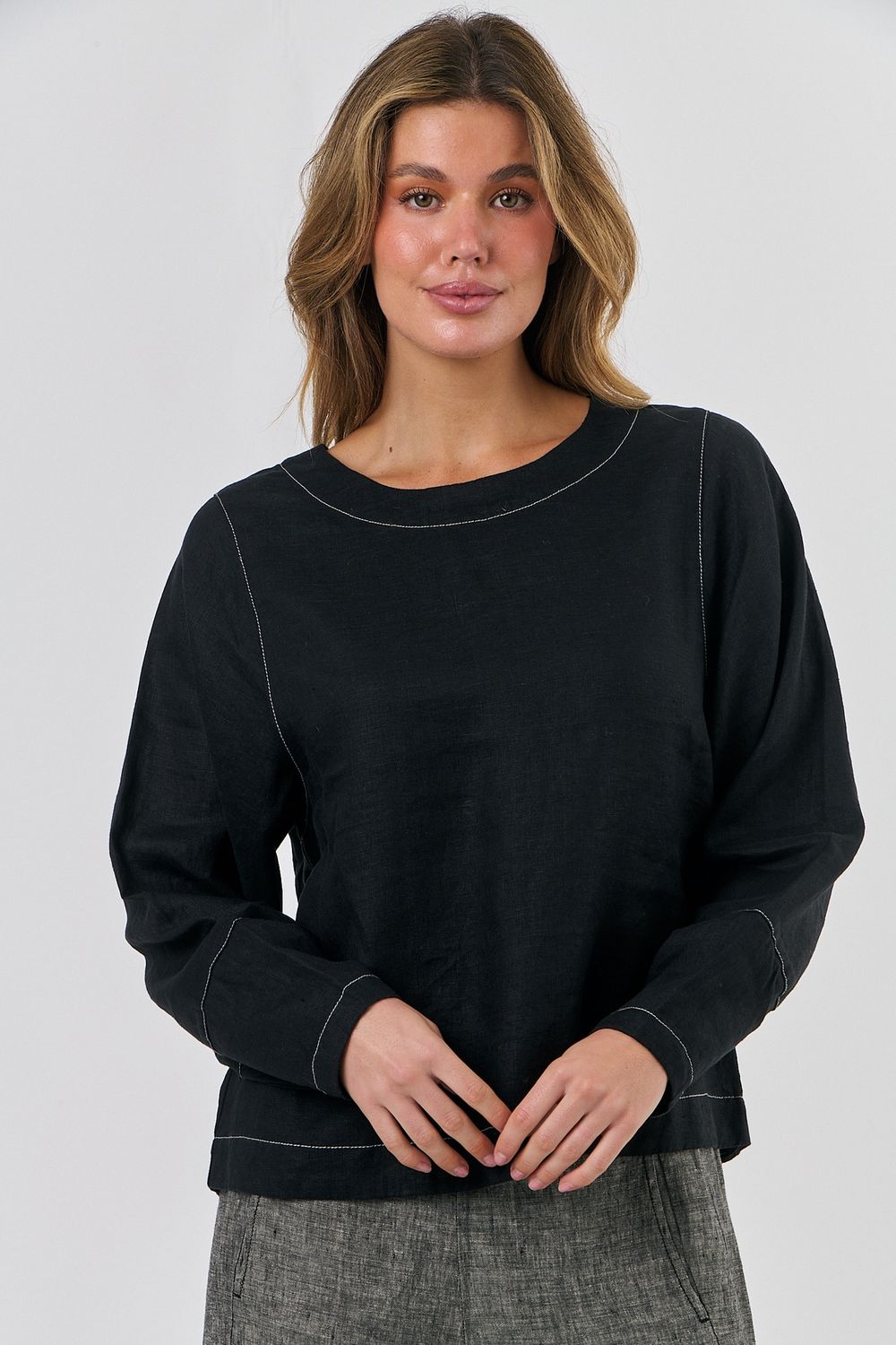 EMMA SLEEVE TOP - BLACK