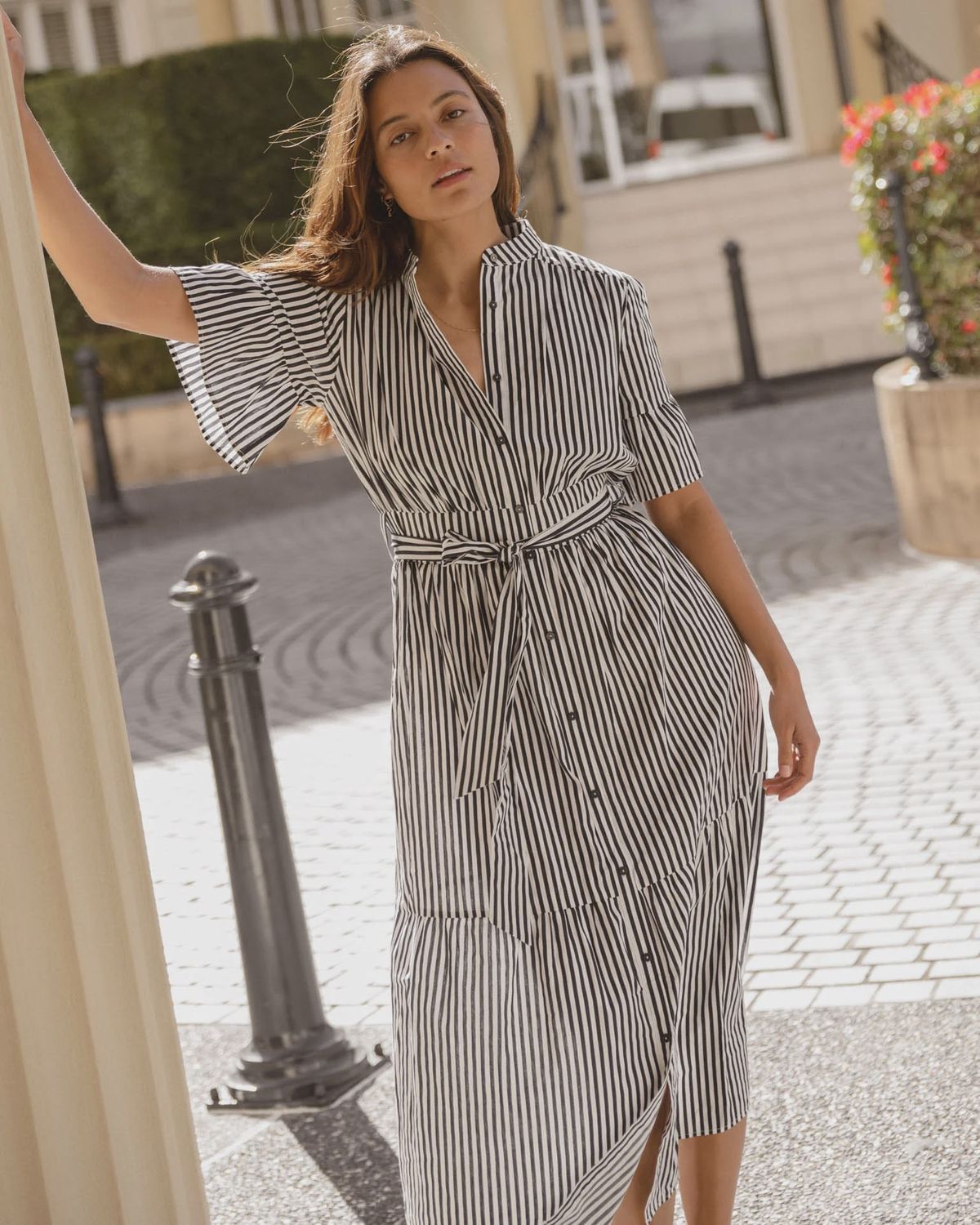 JAMILLA DRESS -NAVY STRIPE