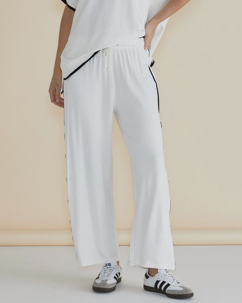 EVELYN WIDE LEG JOGGER - WHITE