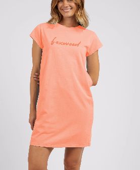 SIGNATURE EMBROIDERY DRESS - PEACH