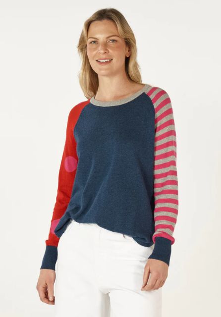 SALLY SPOT/ STRIPE CREW - DENIM