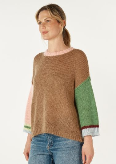 MONIQUE MOHAIR JUMPER - MOCHA/SHERBET