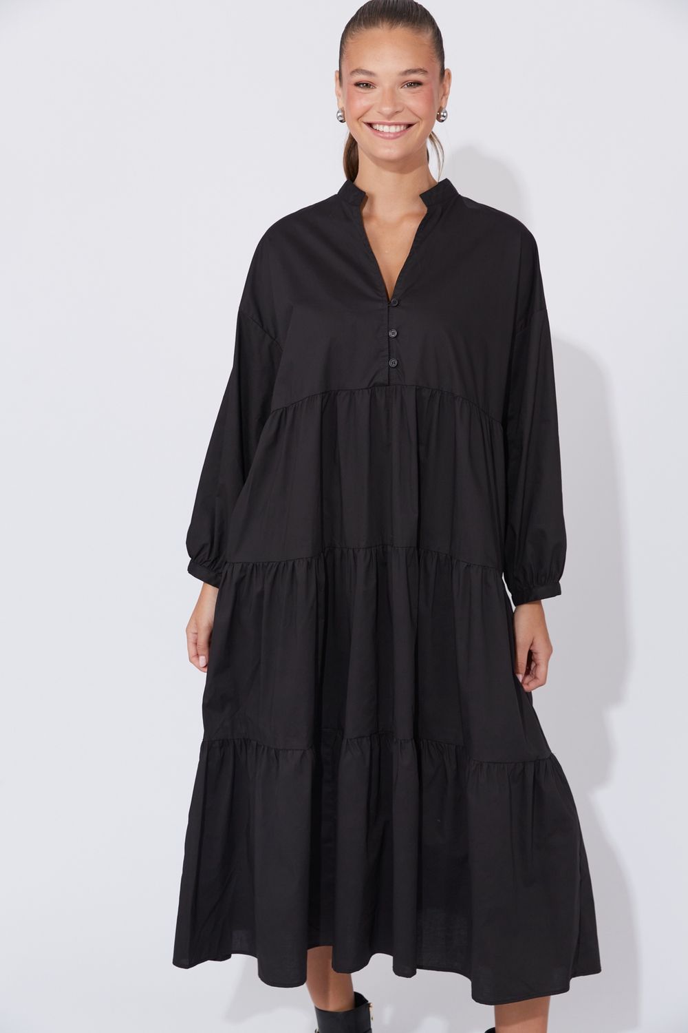 PHOENIX TIERED DRESS - BLACK