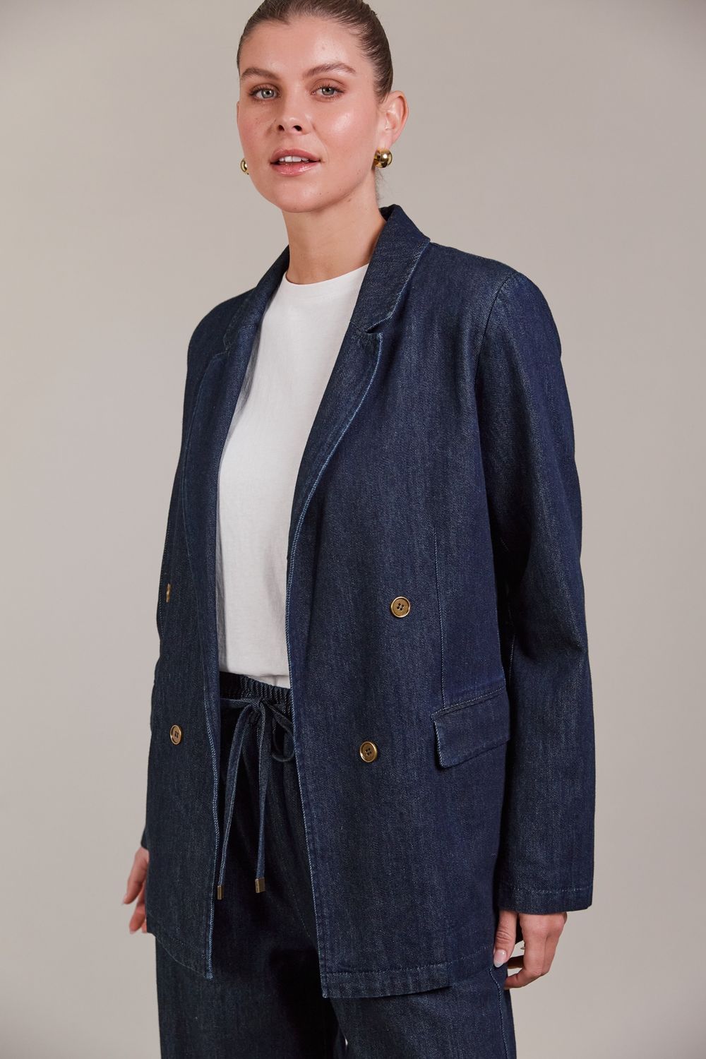 PEPI DENIM BLAZER - DARK DENIM