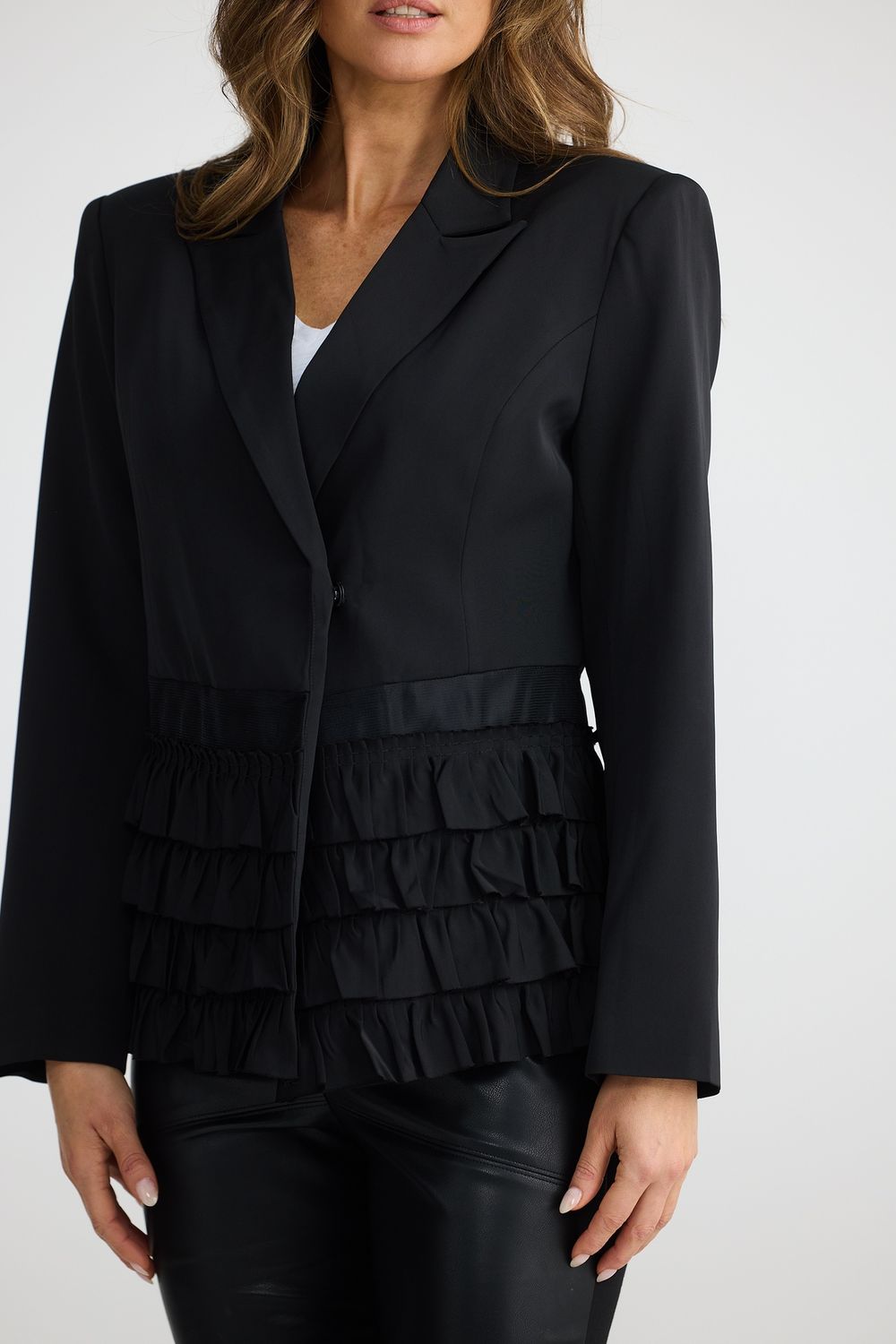 SYMPHONY FRILL JACKET - BLACK