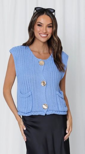REID KNT VEST - BLUE