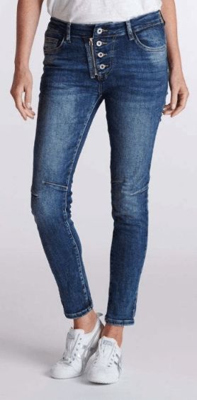 ZIP BUTTON JEAN - DARK DENIM