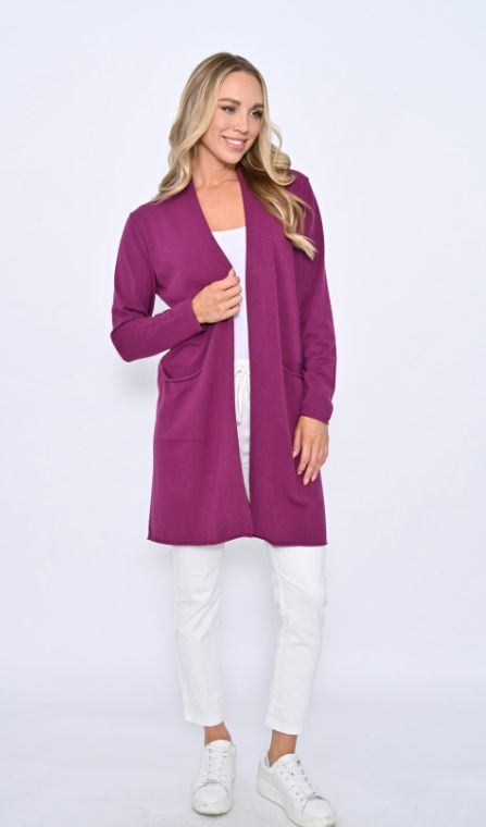ROLL UP HEM CARDIGAN - PURPLE