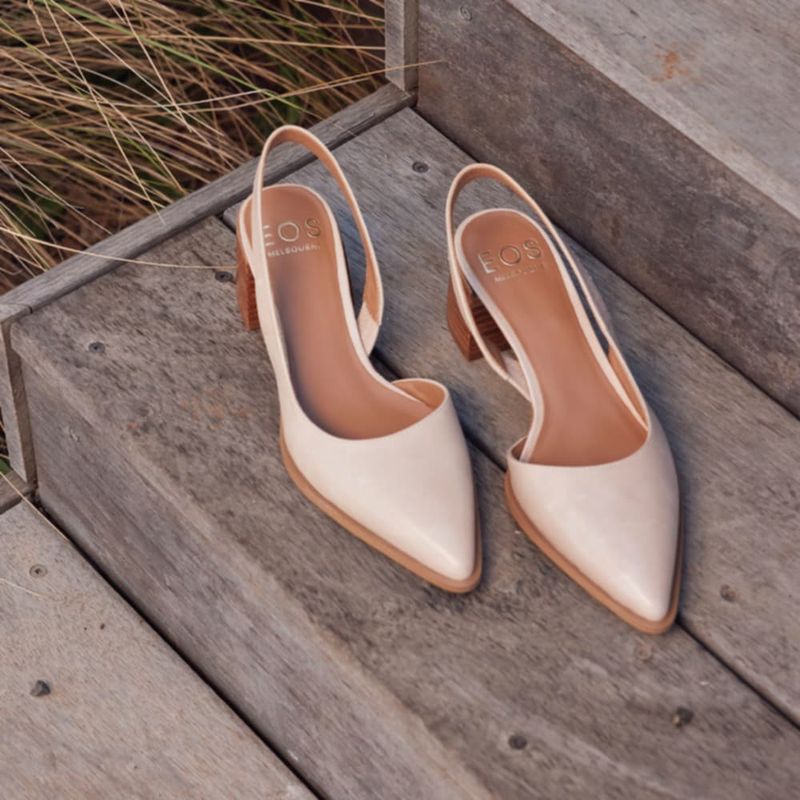 AURA LEATHER HEELS - NUDE