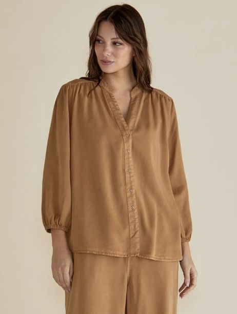 LONDON LYOCELL BLOUSE - TAN