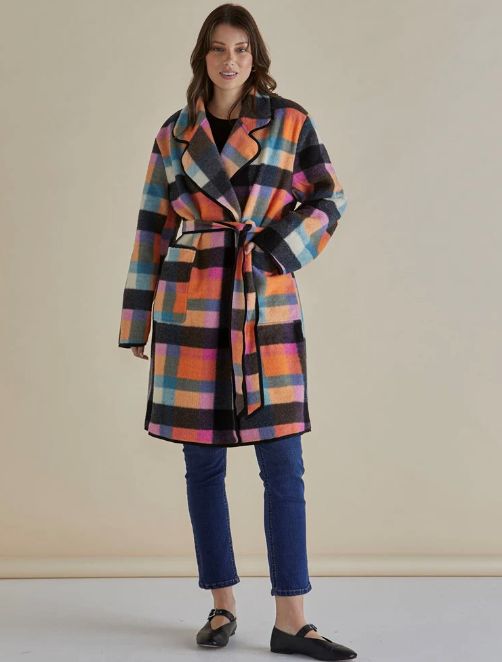 ELLIE COAT - RAINBOW CHECK